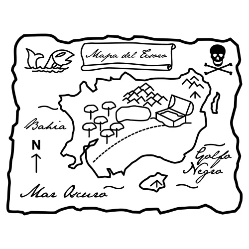 Mapa pirata para colorear - Imagui