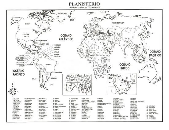 Mapa de Planisferio - Para Imprimir Gratis - ParaImprimirGratis.