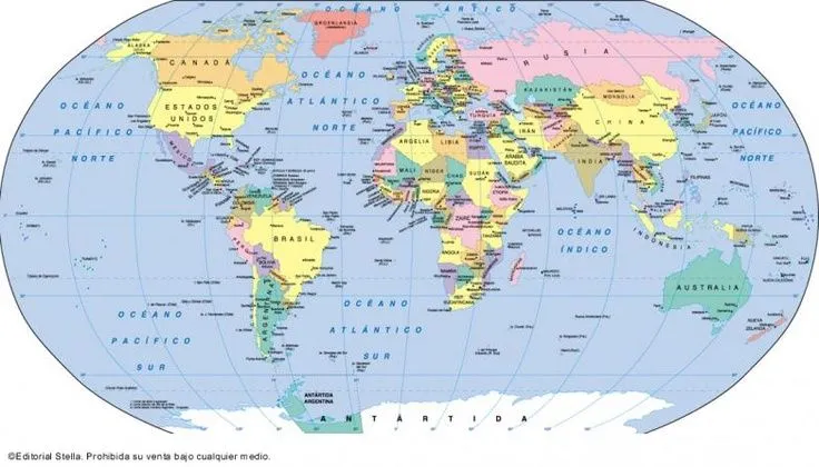 Mapa planisferio con nombre de los paises - Imagui