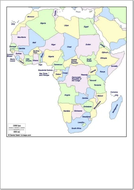 Mapa político de África Mapa de países de África. d-maps - Mapas ...