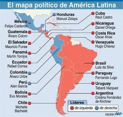 Mapa Político de América Latina: Gobiernos de Izquierda y de ...
