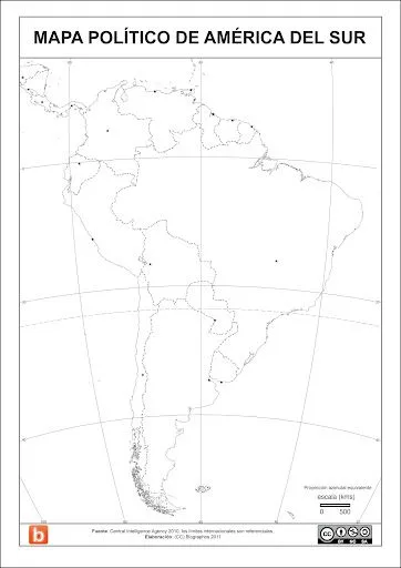 Mapa Político de América del Sur para colorear, Blographos 2011