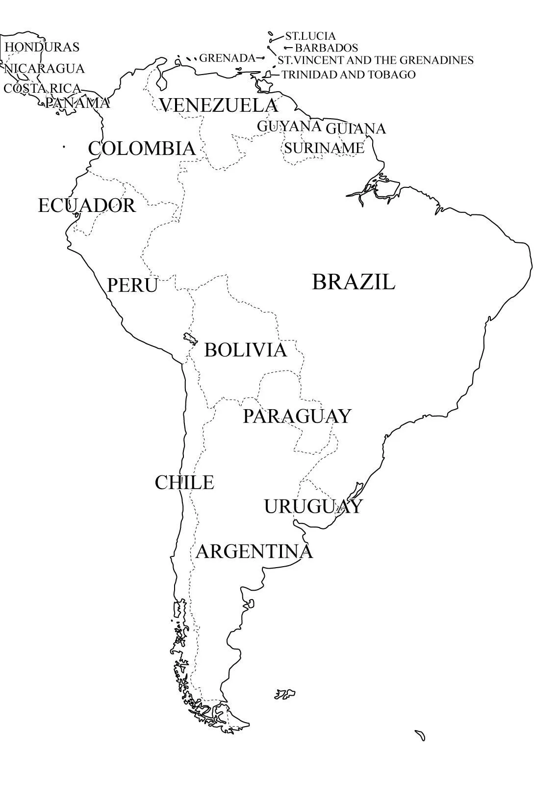 Mapa político de América del Sur Mapa de países y ciudades de ...