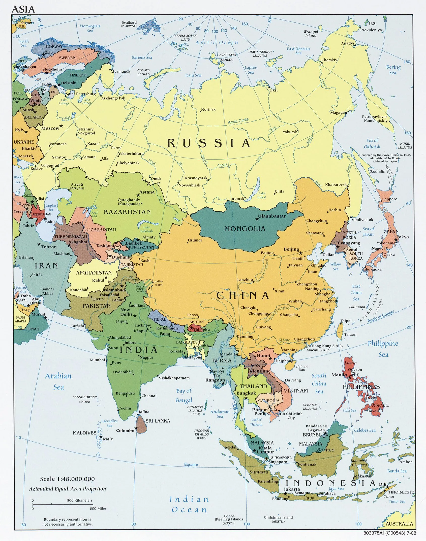 Mapa Politico de Asia 2008 - Tamaño completo