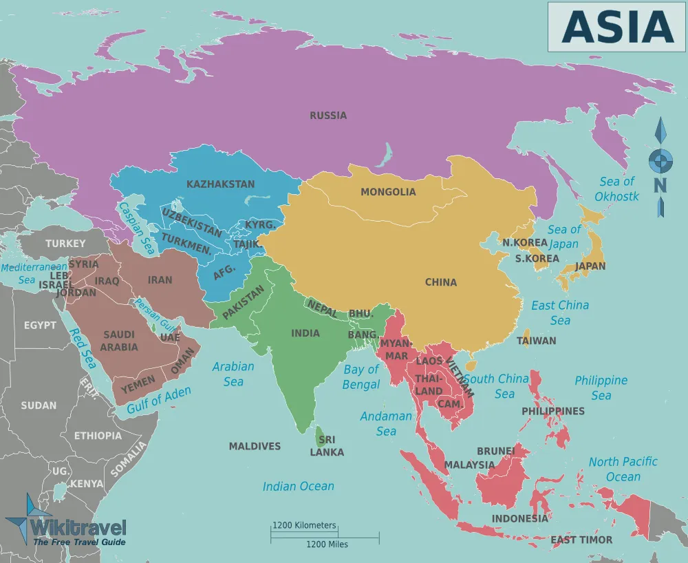 Mapa Politico de Asia - Tamaño completo