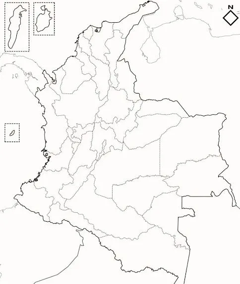 Mapa político mudo de Colombia para imprimir Mapa de departamentos ...