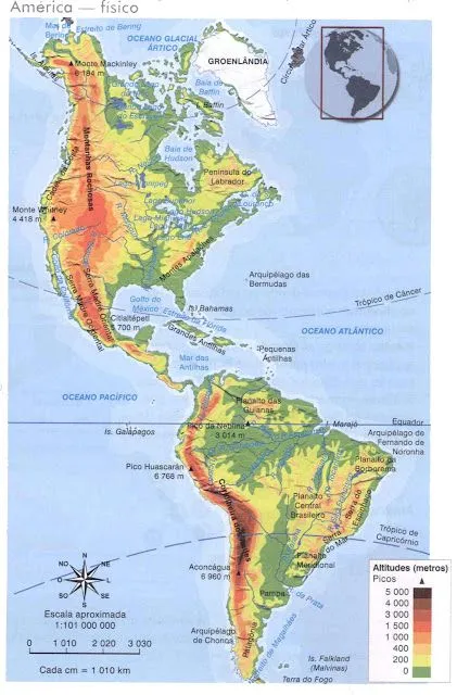 Mapa politico do continente americano - Imagui