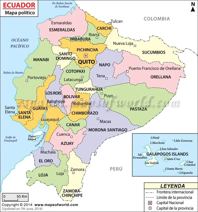 Mapa Politico de Ecuador | Mapa del Ecuador
