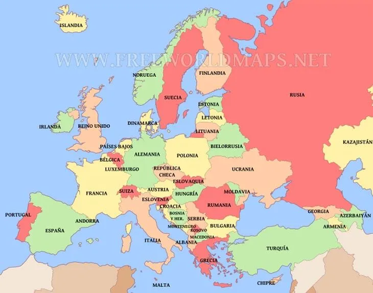 Mapa físico de Europa
