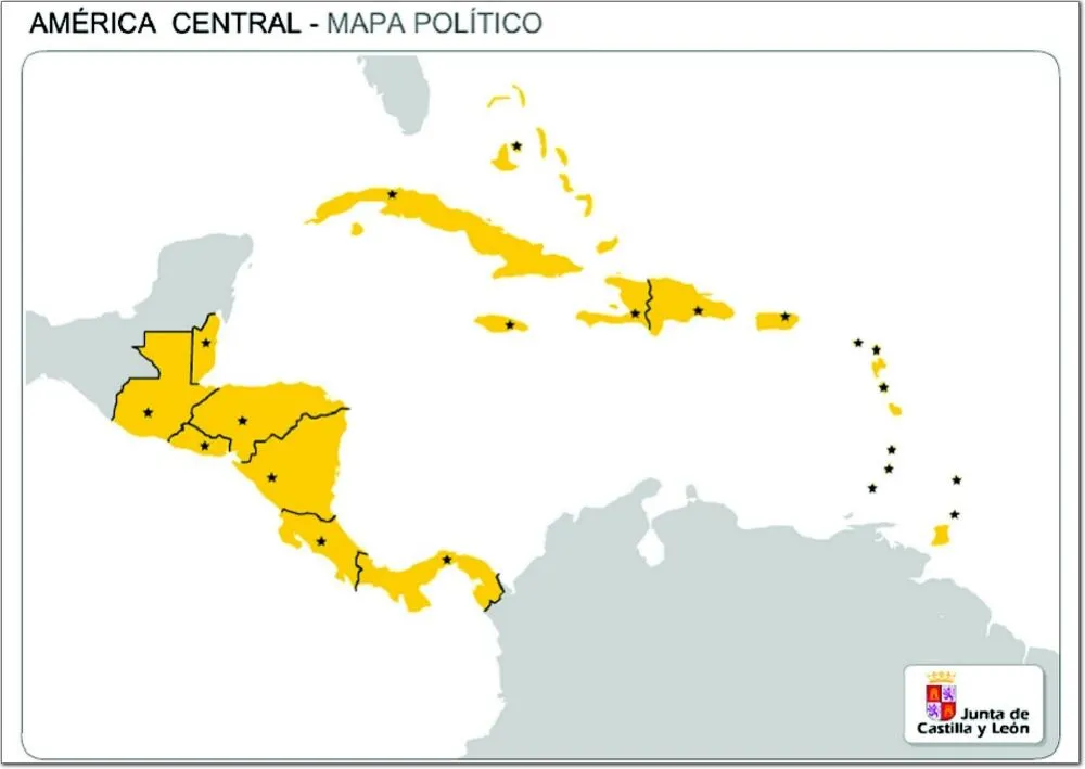 Mapa político mudo de América Central Mapa de países y capitales ... Mapa político mudo de América Central Mapa de países y capitales ...