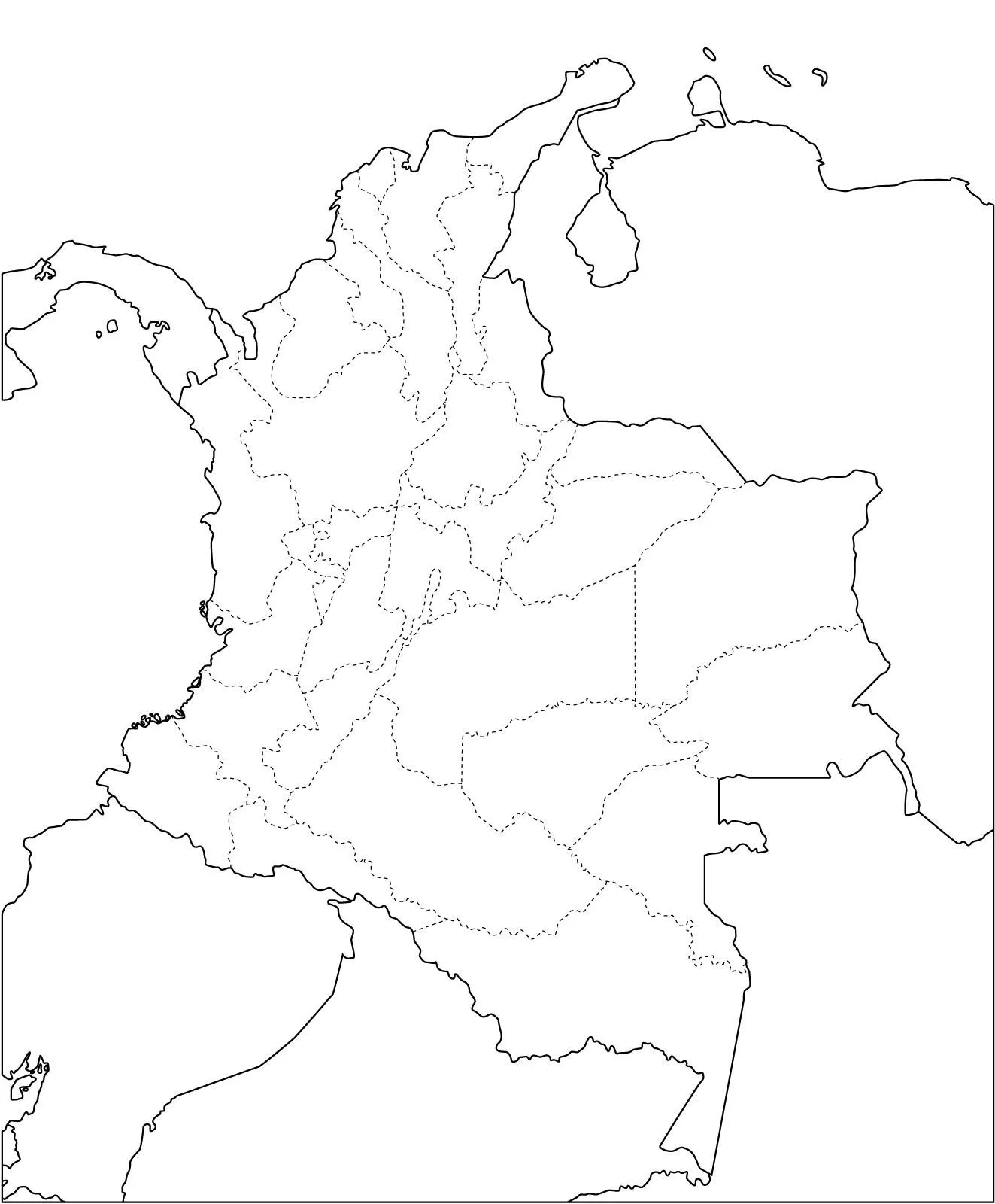 Mapa político mudo de Colombia para imprimir Mapa mudo de ...