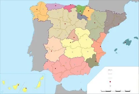 Mapa político mudo de España