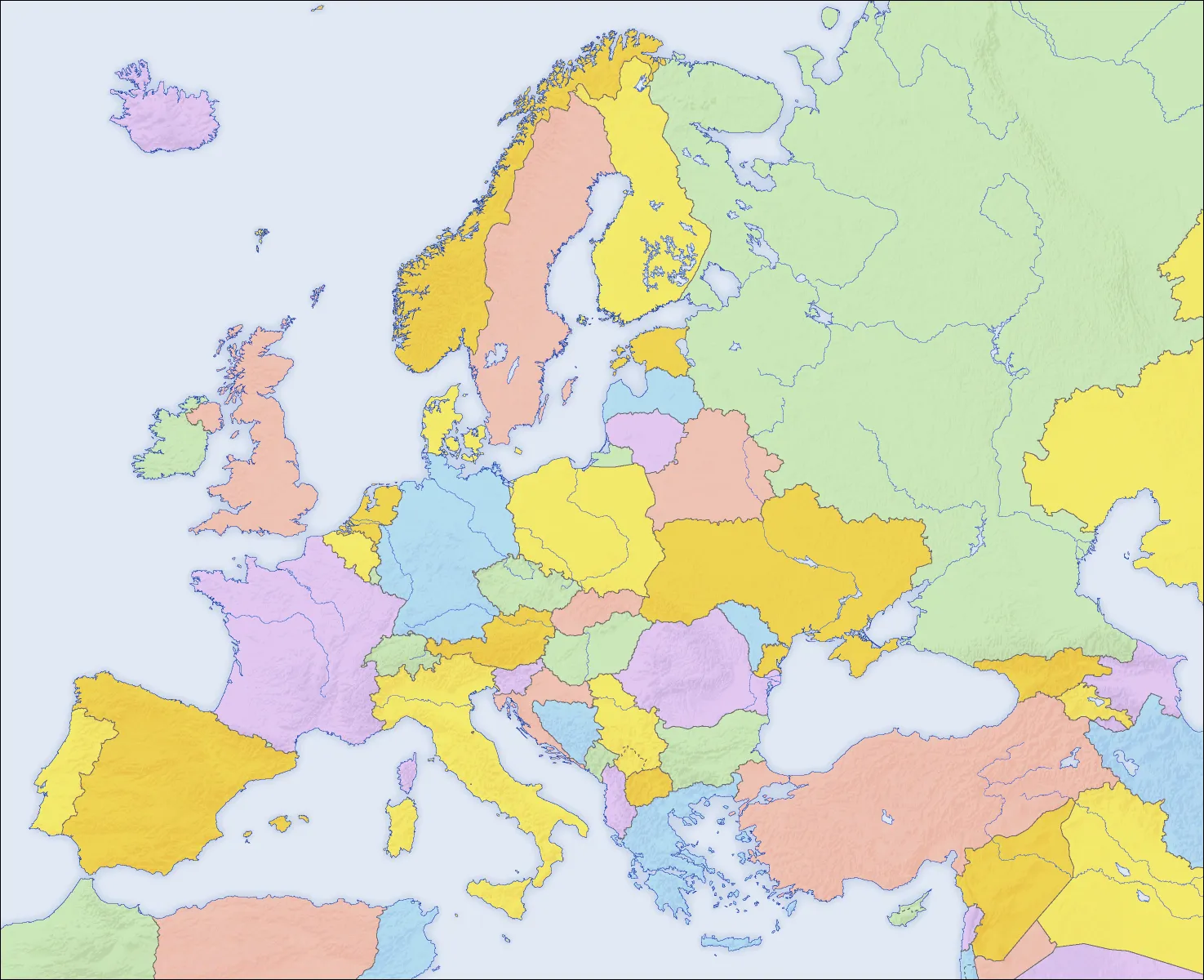 Mapa político mudo de Europa - Tamaño completo