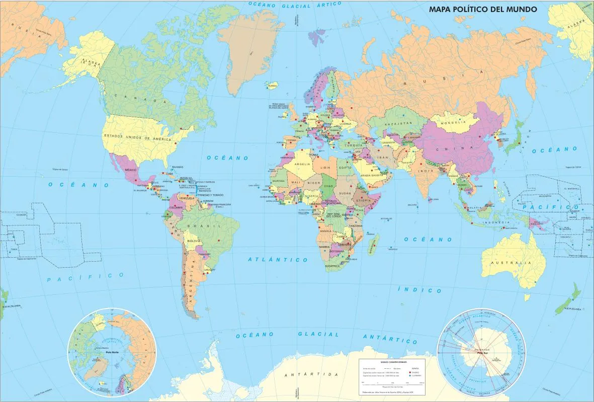 Mapa político del Mundo Mapa de países y capitales del Mundo. IGN ...