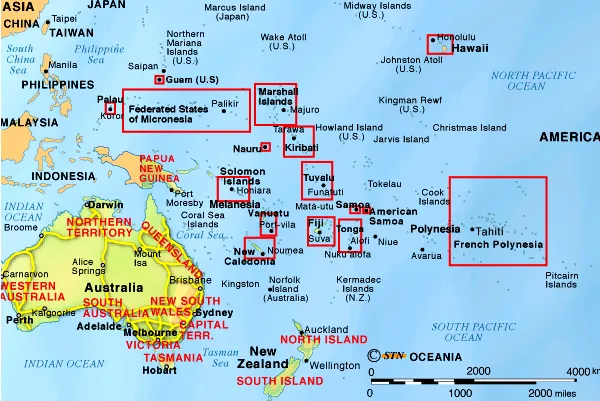 Mapa Político de Oceania - LocuraViajes.com