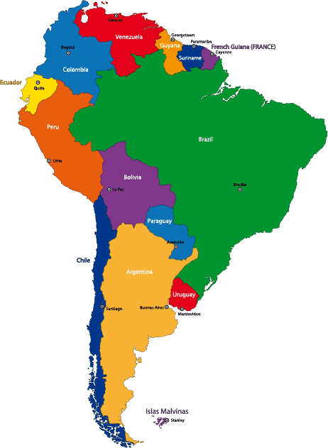 Mapa político de sudamérica - Vector | Vector ClipArt