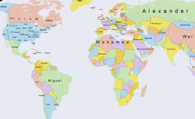 Un mapa recoge los nombres más populares del mundo -- Qué.es --