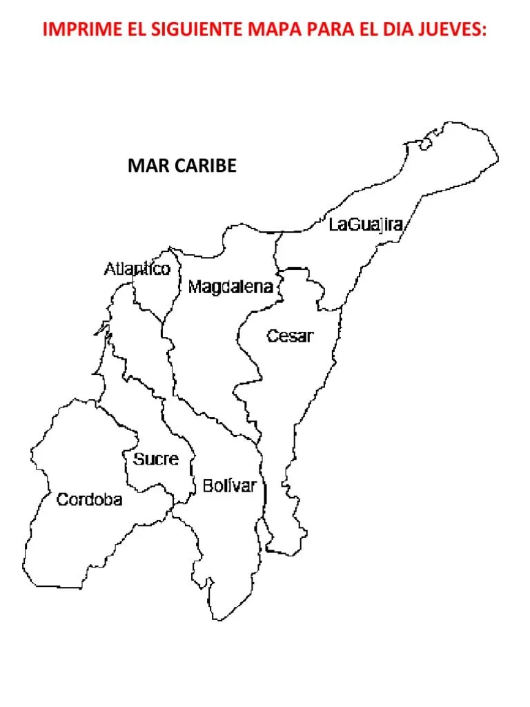 Mapa Region Caribe Imprimir | PDF