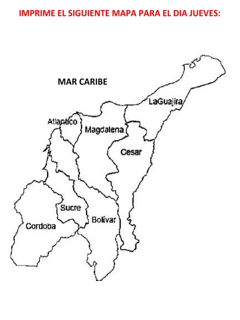 Mapa Region Caribe Imprimir | PDF