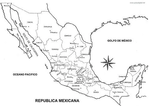 Mapa de la republica mexicana con division politica sin nombres ...