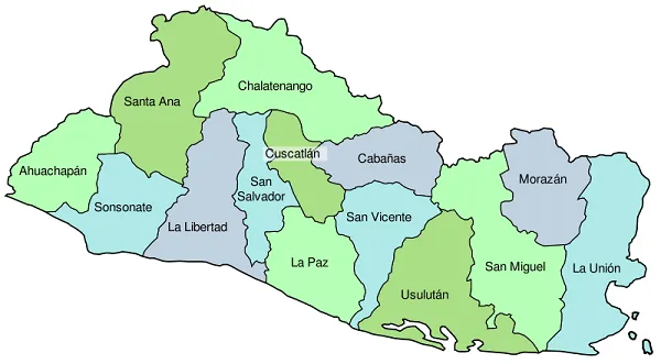 Mapa de El Salvador con sus departamentos - El Salvador Mi País