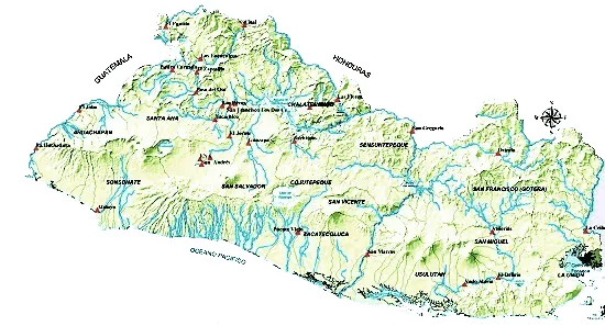 Mapa de El Salvador con sus ríos - Mapa de El Salvador