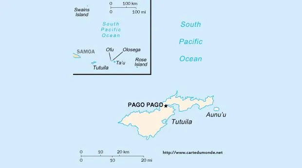 Mapa Samoa Americana, Mapa de Estados Samoa Americana