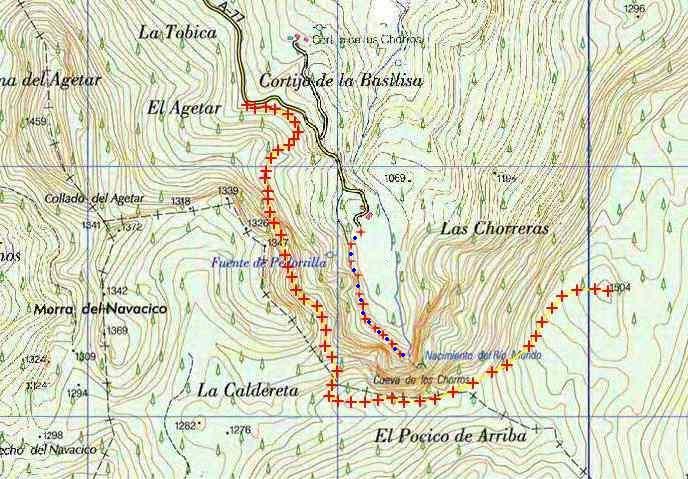 Mapa de senderismo, ruta lineal por el nacimiento del rio mundo ...