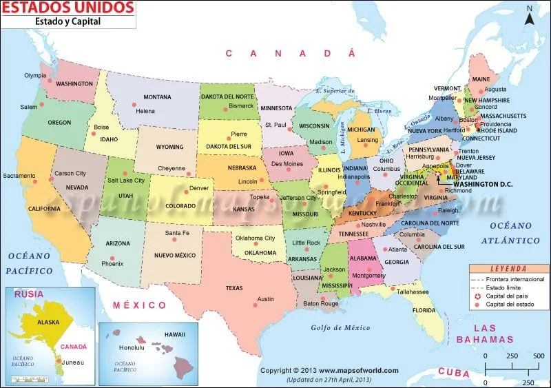 Mapa de Los Estados Unidos