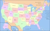 Mapa de Estados Unidos de America con Division Política y Nombres ...