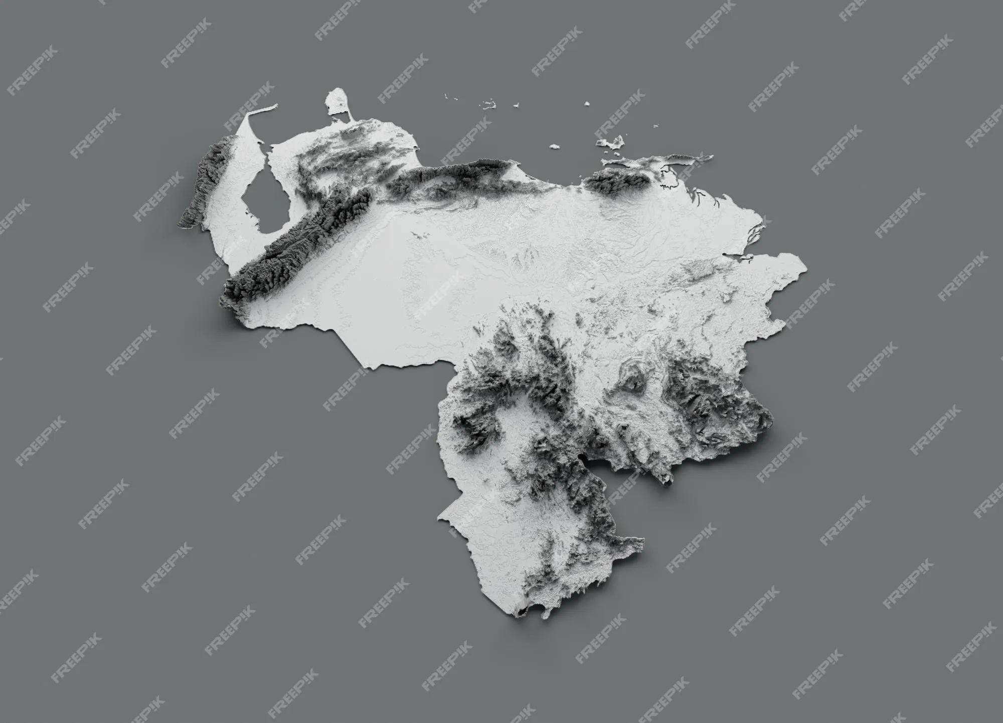 Mapa de venezuela bandera de venezuela relieve sombreado mapa de altura de  color sobre fondo blanco ilustración 3d | Foto Premium