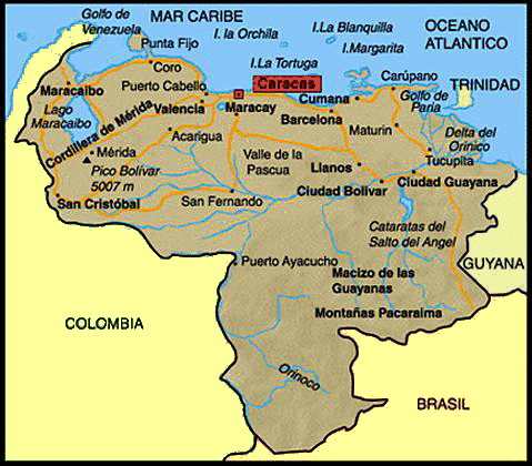 Mapa de venezuela con sus estados y capitales y limites - Imagui
