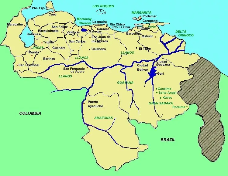 Mapa de venezuela con sus limite - Imageneitor