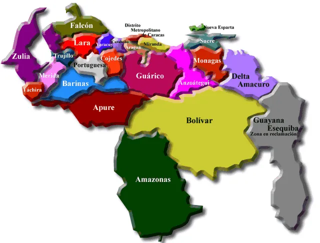 Mapa de venezuela con sus nombre - Imagui