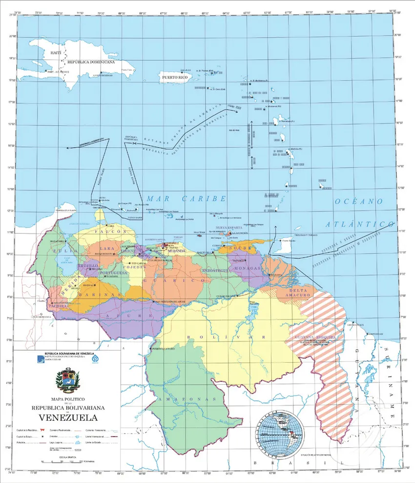 mapa de venezuela con sus paralelas y meridianos - Buscar con Google | Map,  Countries of the world, Chart