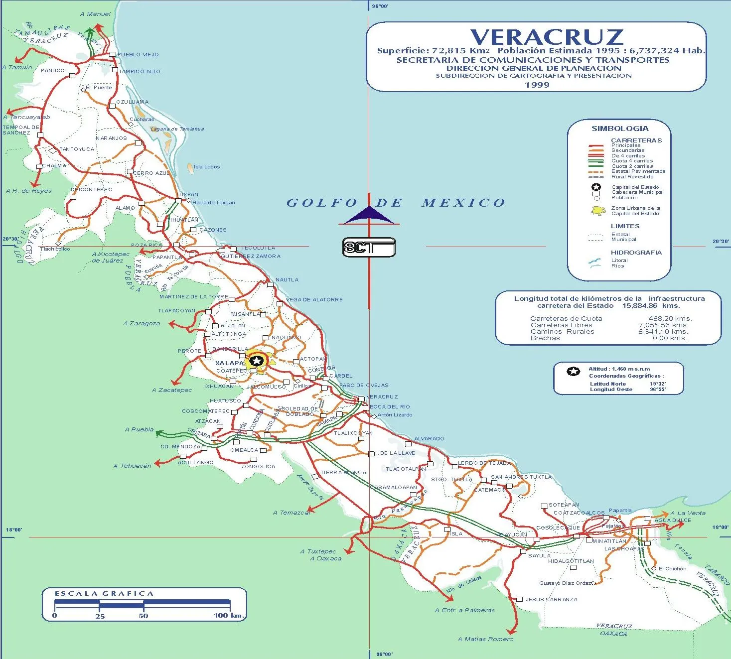 Mapa de Veracruz 1999 - Tamaño completo