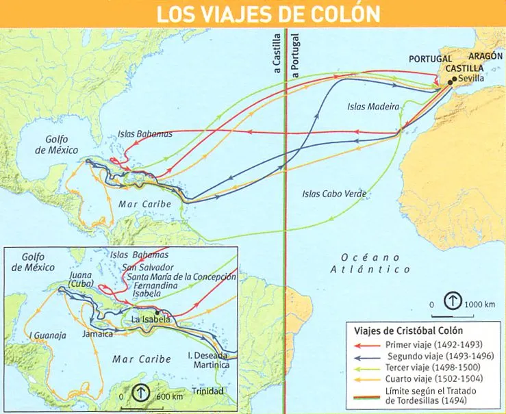 El mapa del viaje de colon - Imagui