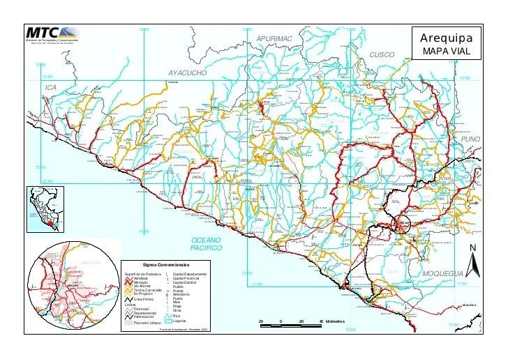 Mapa vial del departamento de Arequipa