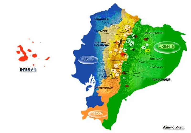 Mapa de los volcanes de Ecuador | Free Arts Mapa de los volcanes de Ecuador | Free Arts