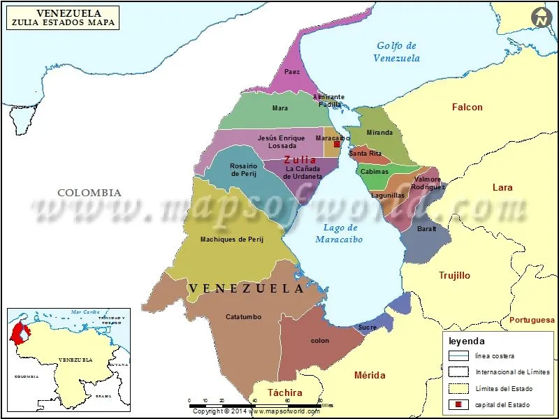 Mapa del Estado Zulia | Mapa Estado Zulia Venezuela | Mapa político del  mundo, Mapas, Mapa politico