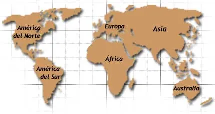 Mapa mapamundi con sus cinco continentes - Imagui
