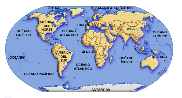 Mapamundi de los continentes con nombres - Imagui