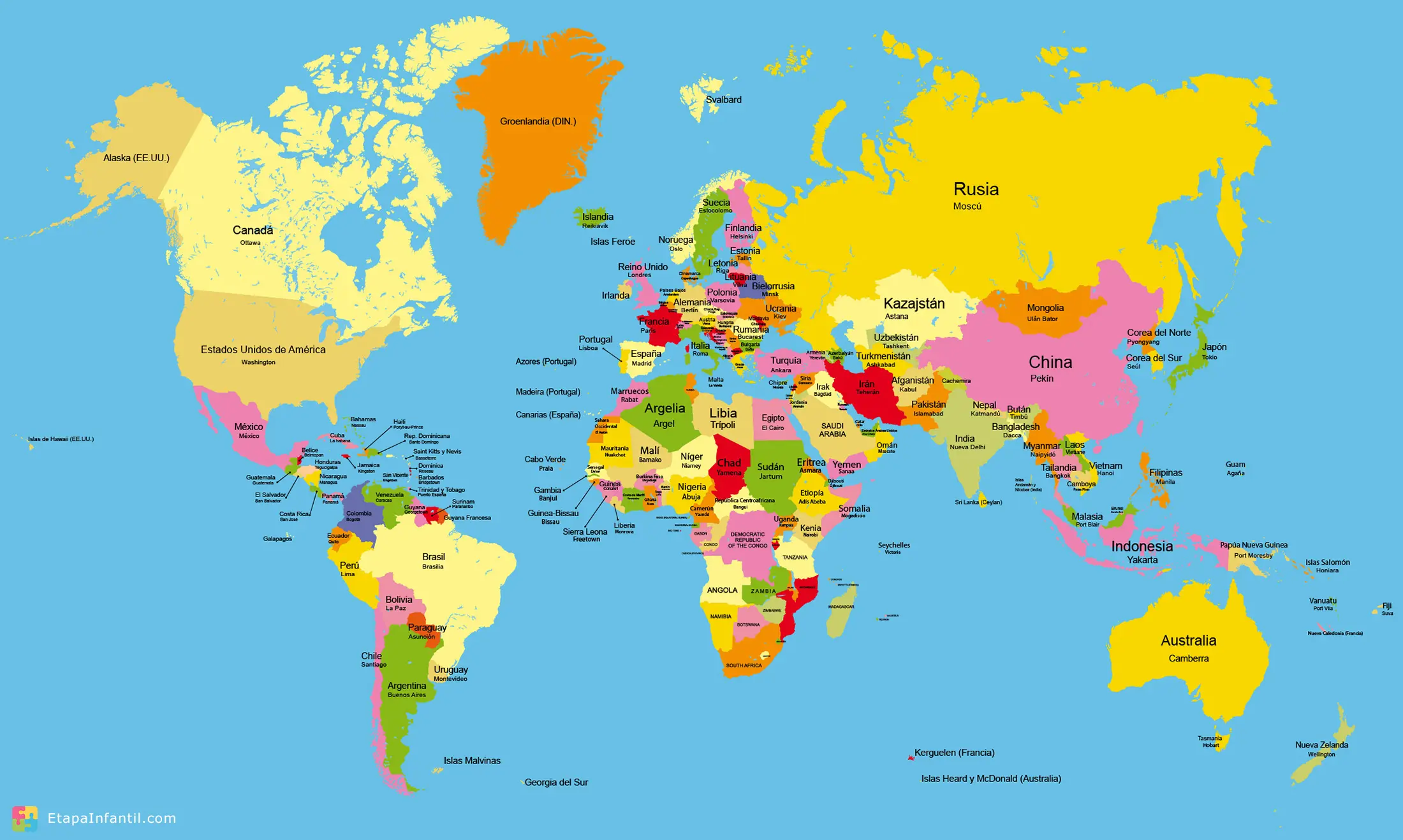 Mapamundi: Los 7 mapas del mundo temáticos más utilizados - Etapa Infantil