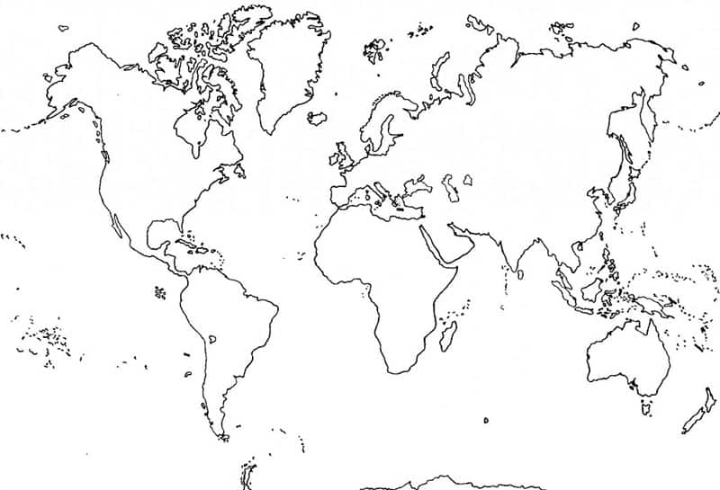 ⇨ Mapamundi mudo para imprimir - los países del mundo【2023 】