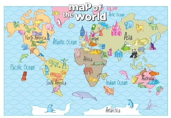 Mapas mundi para niños - Imagui