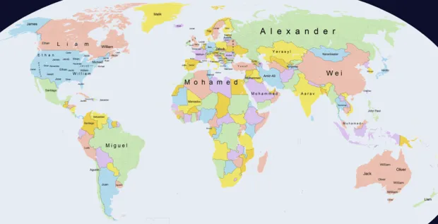 Mapa mundi a color con nombres - Imagui