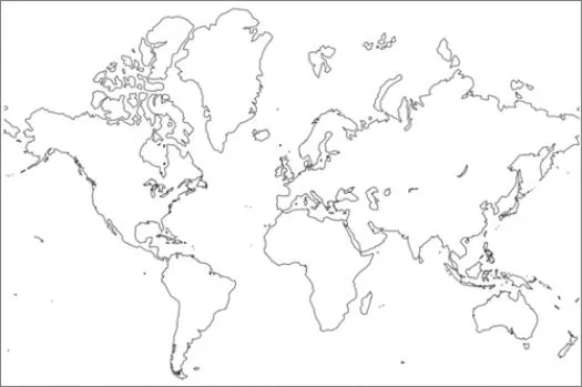 Mapa Mundi Mudo En Blanco