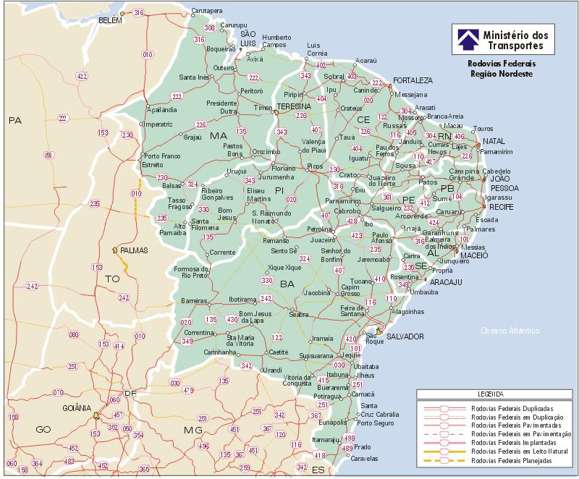Mapas de Brasil: litoral nordeste. Pernambuco