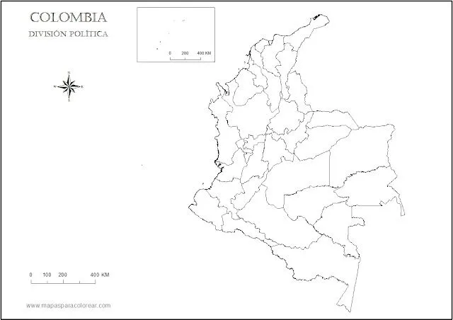 Mapas de Colombia: Mapa político de Colombia para colorear Mapas de Colombia: Mapa político de Colombia para colorear