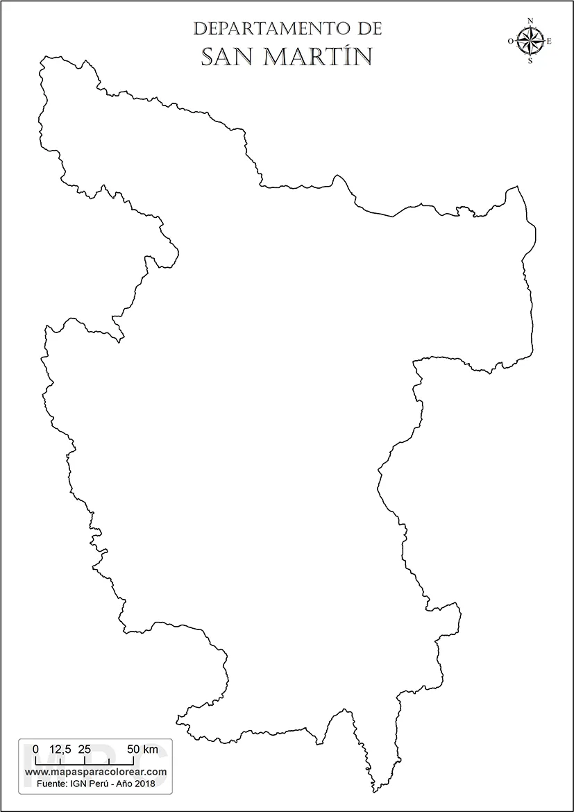 Mapas departamento de San Martín para colorear